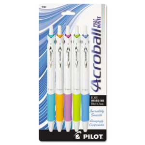 Acroball; Pure; White; Hybrid; Ballpoint; Gel; Pen; Writing; Instruments; Utensils; Inkers; Schools; Education; Students