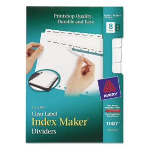 AVERY; Binder Index; Divider; Index Maker Dividers; Indexes; Printer/Copier Indexes; Ring Binder Indexes; Subject Divider; Tab; Tab Divider; Tabs; 8 tab; index dividers; preprinted tabs; Recordkeeping; Filing; Systems; Cataloging; Classification