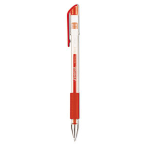 (UNV39512)UNV 39512 – Comfort Grip Gel Pen, Stick, Medium 0.7 mm, Red Ink, Clear/Red Barrel, Dozen by UNIVERSAL OFFICE PRODUCTS (12/DZ)