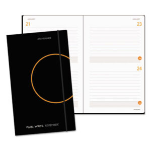 (AAG80612105)AAG 80612105 – Plan. Write. Remember. Planning Notebook Two Days Per Page , 8.25 x 5, Black Cover, Undated by AT-A-GLANCE (1/EA)