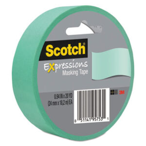 (MMM3437MNT)MMM 3437MNT – Expressions Masking Tape, 3" Core, 0.94" x 20 yds, Mint Green by 3M/COMMERCIAL TAPE DIV. (1/RL)