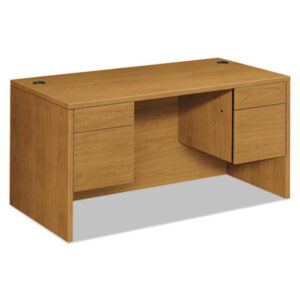 Office Furniture; 10500 Series; Desk; Desks; Double Pedestal; Harvest; Medium Oak; Oak; Office Suites; Rectangular; Wood; Wood Furniture; Wood Office Furniture; Workstation; Workstations; Writing-Table; Escritoire; Furniture; Laminate; Filing; File Drawers; Cord Management; Cord Grommets; HON