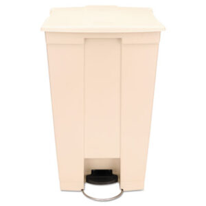 23-Gallon Receptacle; Beige Receptacle; Fire-Resistant Receptacles; Fire-Safe Waste Receptacles; Mobile Receptacle; RUBBERMAID; Step-On Receptacle; Trash Cans; Waste Containers; Dumpster; Kitchen Bin; Litter; Dustbin; Junk; Trash; Garbage; RUB614600