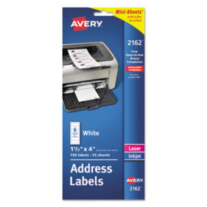 1 x 2-5/8; Address; All-Purpose; Label; Labels; Laser; Laser Printer; Mailing; Mini-Sheets; Permanent; Self-Adhesive; White; Identifications; Classifications; Stickers; Shipping; Receiving; Mailrooms; AVERY