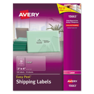 2 x 4; Easy Peel®; Clear; Label; Mailing; Pop-Up Edge®; Laser; Laser Printer; Laser Printer Compatible