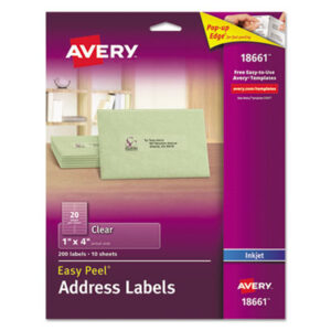 1 x 4; Address; Clear; Inkjet Printer; Inkjet Printers; Label; Labels; Mailing; Identifications; Classifications; Stickers; Shipping; Receiving; Mailrooms