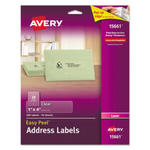 1 x 4; Easy Peel®; Clear; Label; Mailing; Pop-Up Edge®; Laser; Laser Printer; Laser Printer Compatible