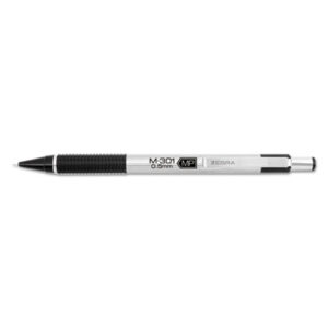 (ZEB54010)ZEB 54010 – M-301 Mechanical Pencil, 0.5 mm, HB (#2), Black Lead, Silver/Black Barrel, Dozen by ZEBRA PEN CORP. (12/DZ)