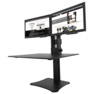 (VCTDC350A)VCT DC350A – High Rise Dual Monitor Standing Desk Workstation, 28" x 23" x 10.5" to 15.5", Black by VICTOR TECHNOLOGY LLC (1/EA)
