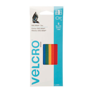 (VEK90438PK)VEK 90438PK – ONE-WRAP Pre-Cut Thin Ties, 0.5" x 8", Assorted Colors, 5/Pack by VELCRO USA, INC. (5/PK)