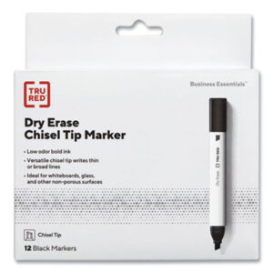 (TUD24376603)TUD 24376603 – Dry Erase Marker, Tank-Style, Medium Chisel Tip, Black, Dozen by TRU RED (12/DZ)