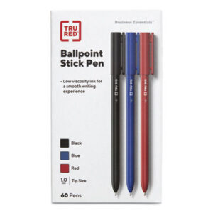 (TUD24377912)TUD 24377912 – Ballpoint Pen, Stick, Medium 1 mm, Assorted Ink and Barrel Colors, 60/Pack by TRU RED (60/PK)