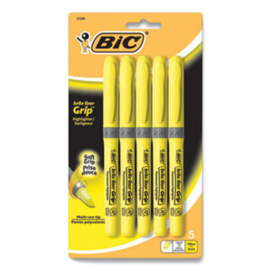 BIC; Brite Liner Grip; Chisel Tip; Grip; Highlighters; Marker; Pens; Note-taking; Underscoring; Emphasis; Accentuate; School; Education; Students; Teachers; Hiliters; Hilighters