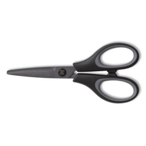 (TUD24380503)TUD 24380503 – Non-Stick Titanium-Coated Scissors, 5" Long, 2.36" Cut Length, Gun-Metal Gray Blades, Black/Gray Straight Handle by TRU RED (1/EA)