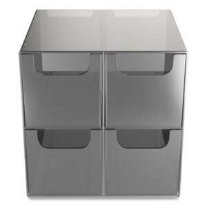 (TUD24418569)TUD 24418569 – Plastic Cube Desktop Organizer, 4 Compartments, 6 x 6 x 6, Smoke by TRU RED (1/EA)