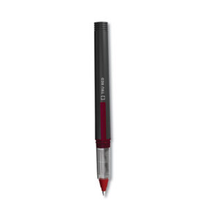 (TUD24419534)TUD 24419534 – Roller Ball Pen, Stick, Fine 0.5 mm, Red Ink, Black/Red/Clear Barrel, Dozen by TRU RED (12/DZ)