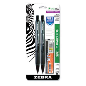 (ZEB55412)ZEB 55412 – Z-Grip Plus Mechanical Pencil, 0.7 mm, HB (#2), Black Lead, Smoke/Black Barrel, 2/Pack by ZEBRA PEN CORP. (1/EA)