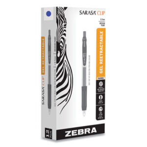 (ZEB48720)ZEB 48720 – Sarasa Clip Gel Pen, Retractable, Medium 0.7 mm, Blue Ink, Clear/Blue Barrel, 12/Pack by ZEBRA PEN CORP. (12/DZ)