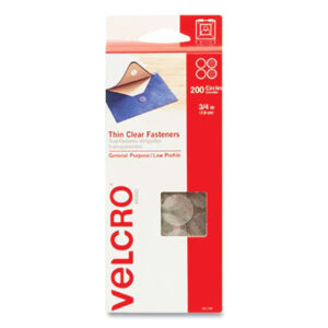 (VEK95194)VEK 95194 – Sticky-Back Fasteners, Complete Sets, 0.75" dia, Clear, 200/Pack by VELCRO USA, INC. (1/EA)