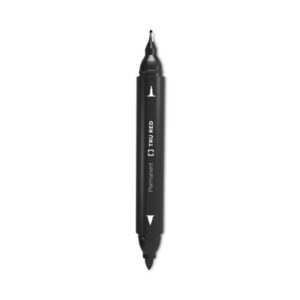 (TUD24417735)TUD 24417735 – Permanent Marker, Pen-Style Twin-Tip, Extra-Fine/Fine Bullet/Needle Tips, Black, 4/Pack by TRU RED (4/PK)