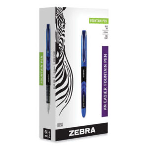 (ZEB48320)ZEB 48320 – Fountain Pen, Fine 0.6 mm, Blue Ink, Black/Blue Barrel, 12/Pack by ZEBRA PEN CORP. (12/DZ)