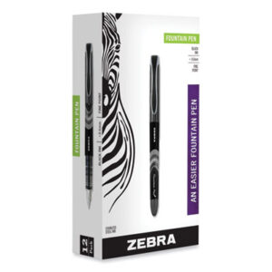 (ZEB48310)ZEB 48310 – Fountain Pen, Fine 0.6 mm, Black Ink, Black/Gray Barrel, 12/Pack by ZEBRA PEN CORP. (12/DZ)