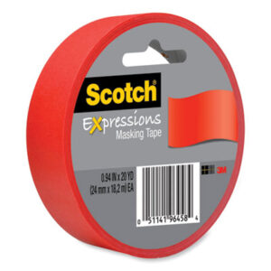 (MMM3437PRD)MMM 3437PRD – Expressions Masking Tape, 3" Core, 0.94" x 20 yds, Primary Red by 3M/COMMERCIAL TAPE DIV. (1/RL)