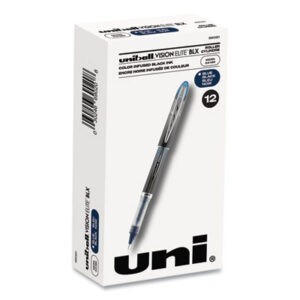 (UBC69020)UBC 69020 – VISION ELITE BLX Series Hybrid Gel Pen, Stick, Extra-Fine 0.5 mm, Blue-Infused Black Ink, Gray/Blue/Clear Barrel by UNI (1/EA)