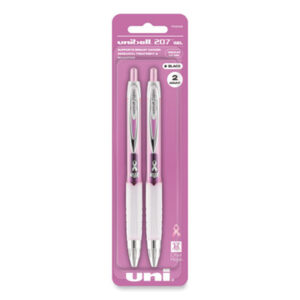 (UBC1745148)UBC 1745148 – Signo 207 Gel Pen, Retractable, Medium 0.7 mm, Black Ink, Translucent Pink/Translucent White Barrel, 2/Pack by UNI (2/PK)