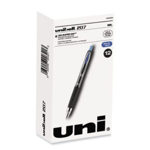 (UBC1790896)UBC 1790896 – Signo 207 Gel Pen, Retractable, Bold 1 mm, Blue Ink, Smoke/Black/Blue Barrel, Dozen by UNI (12/DZ)