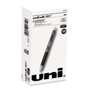 (UBC1790922)UBC 1790922 – 207 Signo Gel Ultra Micro Gel Pen, Retractable, Extra-Fine 0.38 mm, Black Ink, Clear/Black Barrel by UNI (12/DZ)