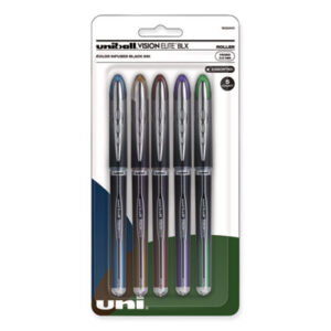 (UBC1832410)UBC 1832410 – VISION ELITE BLX Series Hybrid Gel Pen, Stick, Fine 0.5 mm, Assorted Ink and Barrel Colors, 5/Pack by UNI (5/ST)