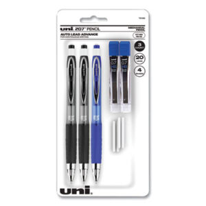 (UBC70139)UBC 70139 – 207 Mechanical Pencils with Tube of Lead/Erasers, 0.7 mm, HB (#2), Black Lead, Assorted Barrel Colors, 3 Pencils/Set by UNI (1/ST)