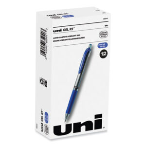 (UBC65941)UBC 65941 – Signo Gel Pen, Retractable, Medium 0.7 mm, Blue Ink, Silver/Blue Barrel, Dozen by UNI (12/DZ)