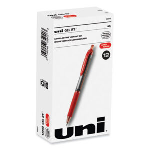 (UBC65942)UBC 65942 – Signo Gel Pen, Retractable, Medium 0.7 mm, Red Ink, Silver/Red Barrel, Dozen by UNI (12/DZ)