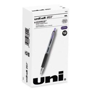 (UBC70221)UBC 70221 – Signo 207 Gel Pen, Retractable, Medium 0.7 mm, Violet Ink, Smoke/Black/Violet Barrel, Dozen by UNI (12/DZ)