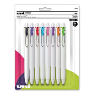 (UBC70309)UBC 70309 – uniONE Gel Pen, Retractable, Medium 0.7 mm, Assorted Inspirational Ink Colors, Assorted Barrel Colors, 8/Pack by UNI (8/PK)