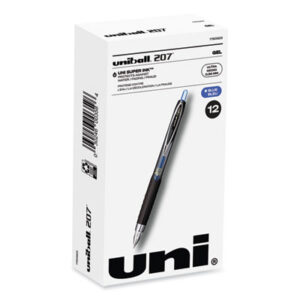 (UBC1790923)UBC 1790923 – 207 Signo Gel Ultra Micro Gel Pen, Retractable, Extra-Fine 0.38 mm, Blue Ink, Clear/Black Barrel by UNI (12/DZ)