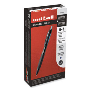 (UBC1837931)UBC 1837931 – 207 BLX Series Gel Pen, Retractable, Medium 0.7 mm, Blue-Infused Black Ink, Black/Blue/Smoke Barrel by UNI (12/DZ)