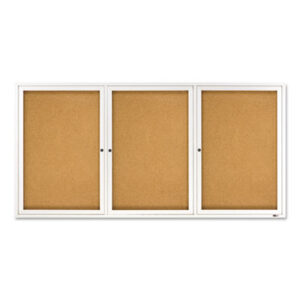 72w x 36h; Acrylic Doors; Board; Boards; Bulletin; Bulletin Board; Cork; Cork Board; Enclosed; Message Board; QUARTET; Security Locks; Showcase; Tack Board; Aluminum Frame; Classrooms; Schools; Education; Meeting-Rooms; Teachers