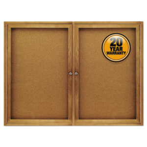 48w x 36h; Acrylic Doors; Board; Boards; Bulletin; Bulletin Board; Cork; Cork Board; Enclosed; Message Board; QUARTET; Security Locks; Showcase; Tack Board; Oak Frame; Classrooms; Schools; Education; Meeting-Rooms; Teachers