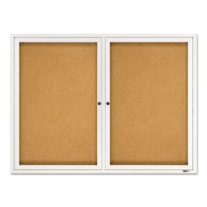 48w x 36h; Acrylic Doors; Board; Boards; Bulletin; Bulletin Board; Cork; Cork Board; Enclosed; Message Board; QUARTET; Security Locks; Showcase; Tack Board; Aluminum Frame; Classrooms; Schools; Education; Meeting-Rooms; Teachers