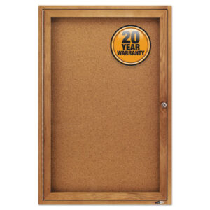 24w x 36h; Acrylic Door; Board; Boards; Bulletin; Bulletin Board; Cork; Cork Board; Enclosed; Message Board; QUARTET; Security Lock; Showcase; Tack Board; Oak Frame; Classrooms; Schools; Education; Meeting-Rooms; Teachers