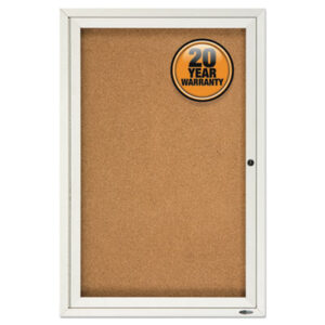 24w x 36h; Acrylic Door; Board; Boards; Bulletin; Bulletin Board; Cork; Cork Board; Enclosed; Message Board; QUARTET; Security Lock; Showcase; Tack Board; Aluminum Frame; Classrooms; Schools; Education; Meeting-Rooms; Teachers Cork Board