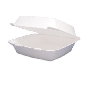 Carryout Container; DART; Foam Hinged Single-Compartment Carryout Containers; Food Service; Foodservice; Hinged Container; To-Gos; Packages; Breakrooms; Kitchens; Restaurants