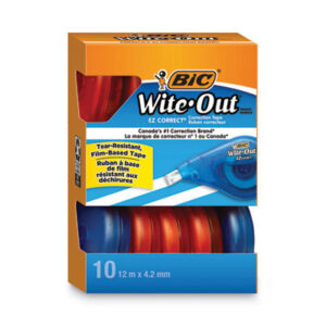 1-Line; Correction Supplies; Correction Tape; Cover-Up; Tapes & Film; Wite-Out; Corrections; Overlays; Films; Mistake-Away; School; Correcting; Typing; Typewriters; BICWOTAP10WHI