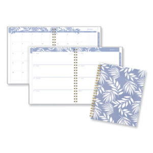 (AAG1680905)AAG 1680905 – Elena Weekly/Monthly Planner, Palm Leaves Artwork, 11 x 9.25, Blue/White Cover, 12-Month (Jan to Dec): 2024 by MEAD PRODUCTS (1/EA)