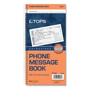 Book; Duplicate; Form; Forms; Important Message Forms; Message; Message Forms/Books; Phone Call; Telephone Message; Telephone Message Forms; Telephone Message Pads; TOPS; Wirebound; Paperwork; Records; Documents; Pre-Printed; Record-Keeping