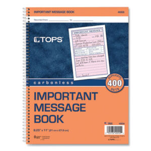 Book; Fax/Mobile Section; Form; Forms; Important Message Forms; Message; Message Forms/Books; Telephone Message; Telephone Message Books; TOPS; Wirebound; Paperwork; Records; Documents; Pre-Printed; Record-Keeping