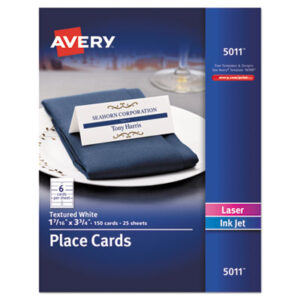 AVERY; Cards/Card Stock; Inkjet; Inkjet Printer; Laser; Laser Printer; Specialty & Greeting Cards; Tent; Tent Card; White; Place-setting; Tagging; Labeling; Breakrooms; Dinner; Name Cards; Textured